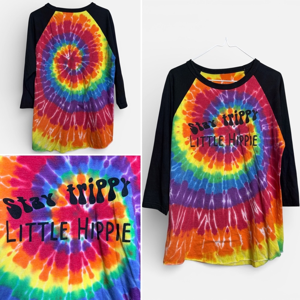 Tie Dye Stay Trippy Little Hippie Shirt Dress Size L Dyenomite
